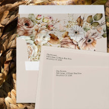 Rustic Brown Floral Wedding Invitation