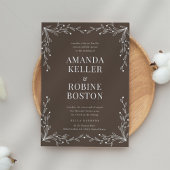 Rustic Brown Floral Wedding Invitation Kaart
