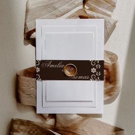 Rustic Brown Floral Wedding  Uitnodigingen Wikkel