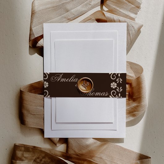 Rustic Brown Floral Wedding  Uitnodigingen Wikkel