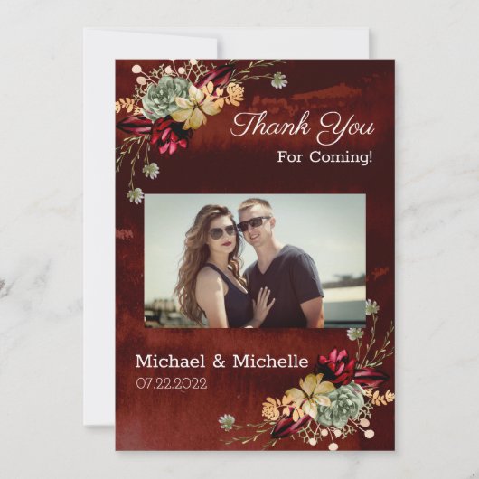 Rustic Brown Flowers Weddenschap Hartelijk dank Bedankkaart (Voorkant)