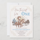 Rustic Brown Frame How West Was One 1st Birthday Kaart (Voorkant)