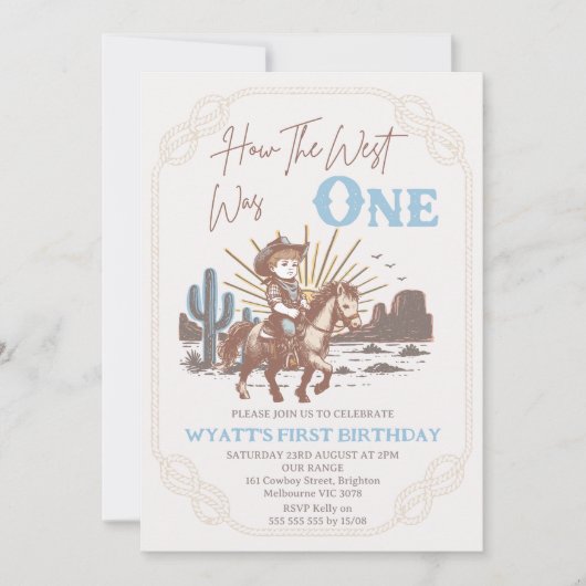 Rustic Brown Frame How West Was One 1st Birthday Kaart (Voorkant)