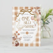 Rustic Brown Gingham One Silly Goose Birthday  Kaart (Staand voorkant)