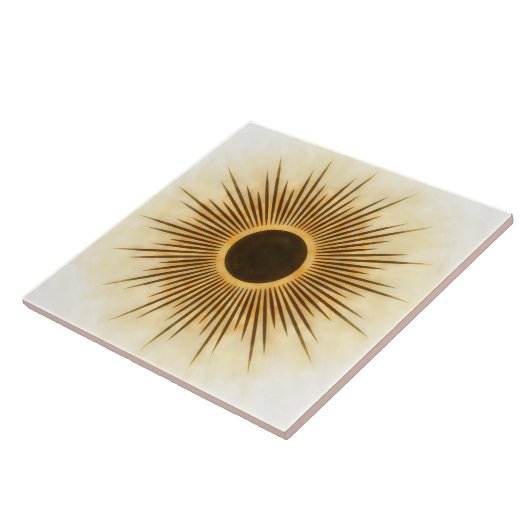 Rustic Brown Gold Sunburst Art Tile Tegeltje (Zijkant)
