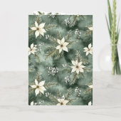 Rustic Brown Green Christmas Chalkboard Floral Bow Kaart (Achterkant)