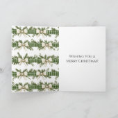 Rustic Brown Green Christmas Chalkboard Floral Bow Kaart (Binnen)