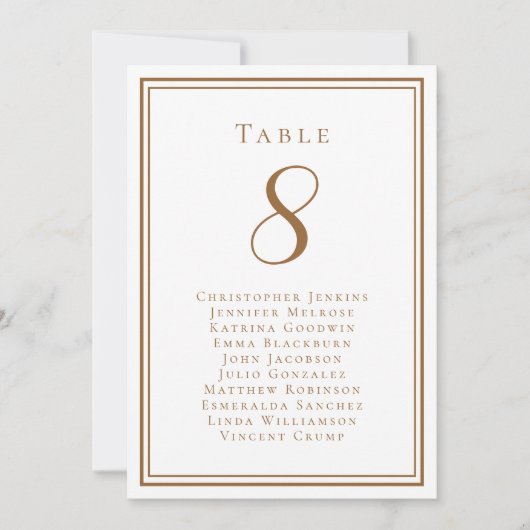 Rustic Brown Guest Table Number Kaart (Voorkant)