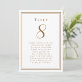 Rustic Brown Guest Table Number Kaart (Staand voorkant)