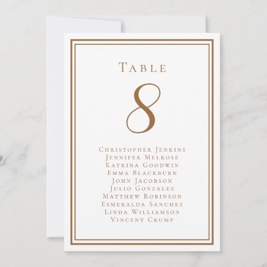 Rustic Brown Guest Table Number Kaart (Achterkant)