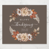 Rustic Brown Herfst Floral Happy Thanksgiving Bier Etiket (Enkel label)