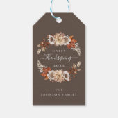 Rustic Brown Herfst Floral Happy Thanksgiving Cadeaulabel (Voorkant)