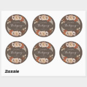 Rustic Brown Herfst Floral Happy Thanksgiving Ronde Sticker (Vel)