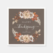 Rustic Brown Herfst Floral Happy Thanksgiving Servet (Voorkant)