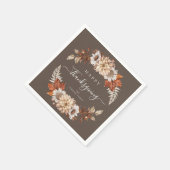 Rustic Brown Herfst Floral Happy Thanksgiving Servet (Hoek)