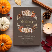 Rustic Brown Herfst Floral Thanksgiving Dinner Gol Folie Uitnodiging
