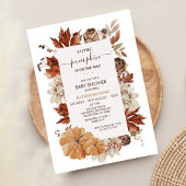 Rustic Brown Herfst Little Pumpkin Baby shower Kaart