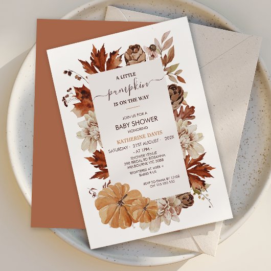 Rustic Brown Herfst Little Pumpkin Baby shower Kaart
