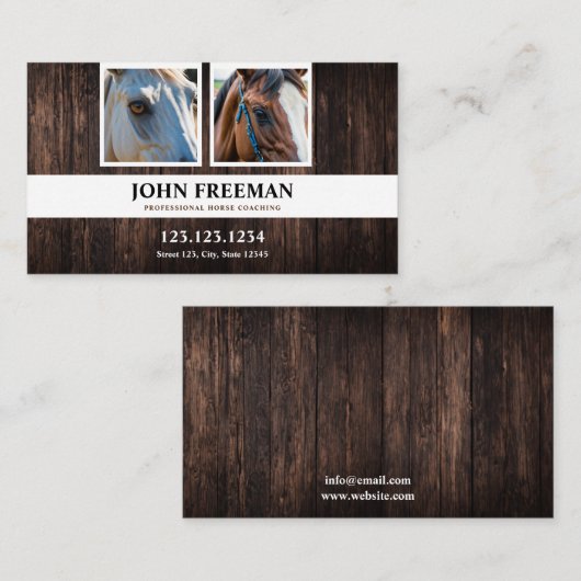 Rustic Brown Horse Foto Equine Coaching Visitekaartje (Voorkant / Achterkant)
