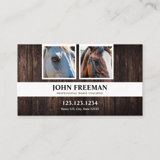 Rustic Brown Horse Foto Equine Coaching Visitekaartje (Voorkant)