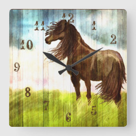 Rustic Brown Horse Painting Wall klok