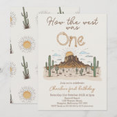 Rustic Brown How The West Was One 1st Birthday Kaart (Voorkant / Achterkant)