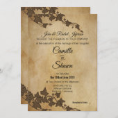 Rustic Brown Ivy bruiloft uitnodiging (Voorkant / Achterkant)