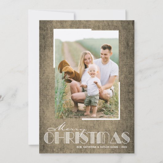 Rustic Brown kerstfoto Kaart feestdag (Voorkant)