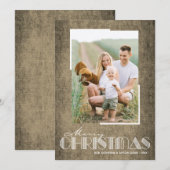 Rustic Brown kerstfoto Kaart feestdag (Voorkant / Achterkant)