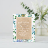 Rustic Brown Kraft Blue White Floral Baby shower Kaart (Staand voorkant)
