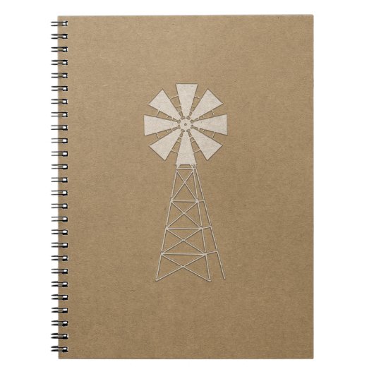 Rustic Brown Kraft Boerderij Windmill Land Modern Notitieboek (Voorkant)