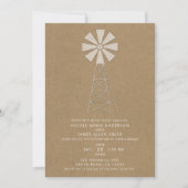 Rustic Brown Kraft Boerderij Windmill Modern Weddi Kaart (Voorkant)