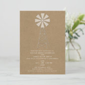 Rustic Brown Kraft Boerderij Windmill Modern Weddi Kaart (Staand voorkant)