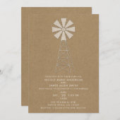 Rustic Brown Kraft Boerderij Windmill Modern Weddi Kaart (Voorkant / Achterkant)