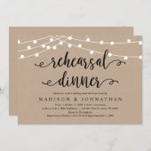 Rustic Brown Kraft, bruiloft repetitie diner Kaart (Voorkant / Achterkant)