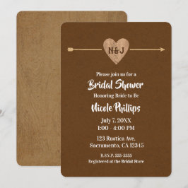 Rustic Brown Kraft Heart Arrow Barn Vrijgezellenfe Kaart
