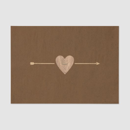 Rustic Brown Kraft Heart Arrow Vrijgezellenfeest Tissuepapier (Voorkant)