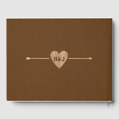 Rustic Brown Kraft Heart Arrow Woodsy Wedding Gastenboek (Achterkant)