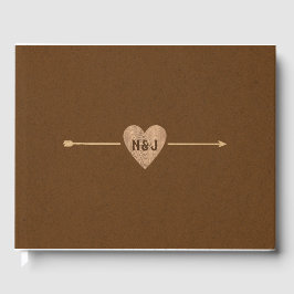 Rustic Brown Kraft Heart Arrow Woodsy Wedding Gastenboek