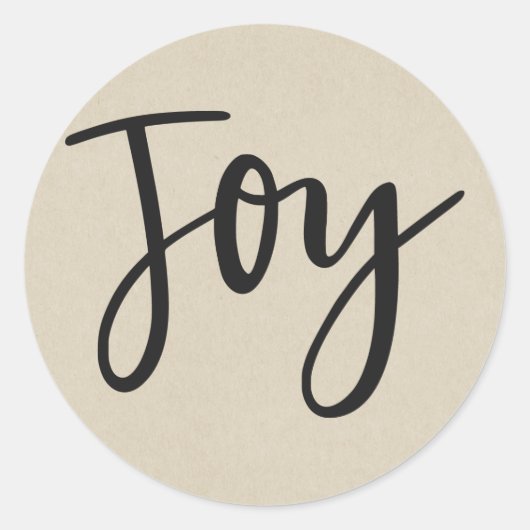 Rustic Brown Kraft Holiday Kerstmis JOY Favor Ronde Sticker (Voorkant)