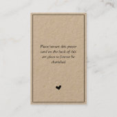 Rustic Brown Kraft Kaart in een liefdevol geheugen Visitekaartje (Achterkant)