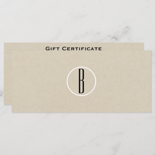 Rustic Brown Kraft Paper Business Gift Certificate (Voorkant / Achterkant)