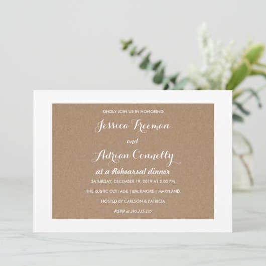 Rustic Brown Kraft Paper Country repetitie diner Kaart (Staand voorkant)