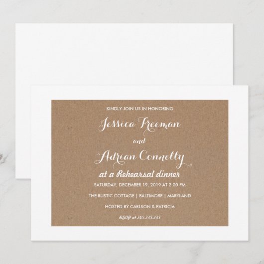 Rustic Brown Kraft Paper Country repetitie diner Kaart (Voorkant / Achterkant)