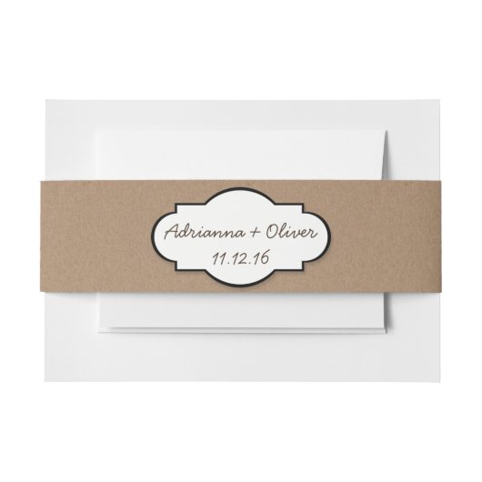 Rustic Brown Kraft Paper country Wedding Uitnodigingen Wikkel (Voorkant Voorbeeld)