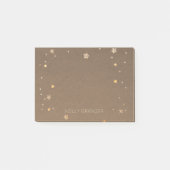 Rustic Brown Kraft Paper Gold Stars | Monogrammen Post-it® Notes (Voorkant)