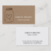 Rustic Brown Kraft Paper Heart Illustratie Visitekaartje (Voorkant / Achterkant)