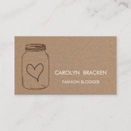 Rustic Brown Kraft Paper Heart Illustratie Visitekaartje