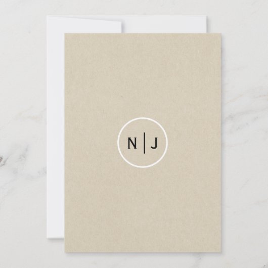 Rustic Brown Kraft Paper Minimalist Wedding Kaart (Achterkant)