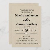 Rustic Brown Kraft Paper Minimalist Wedding Kaart (Voorkant / Achterkant)